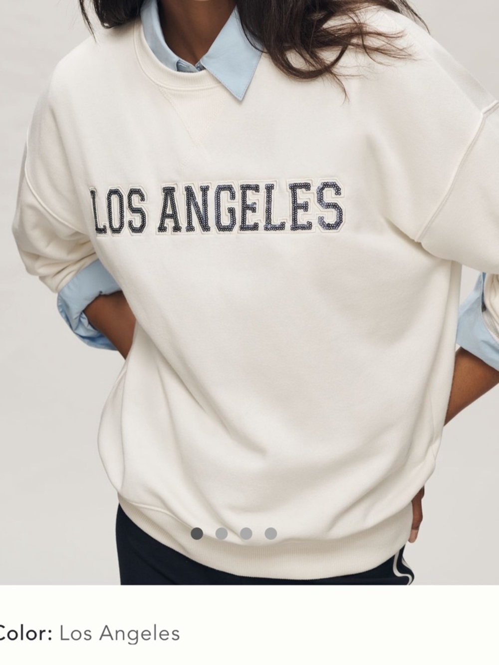 Beach Riot Cream "Los Angeles" Sequined Sparkly Sweatshirt